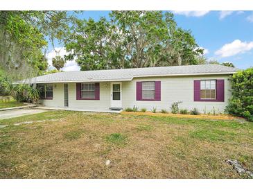 Charming single-story home with a well-maintained yard and purple trimmed windows at 706 Michigan St, Mount Dora, FL 32757