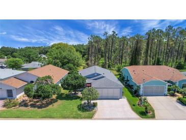 Lovely single-story home with well-manicured lawn, mature trees, and attached two-car garage at 830 Grand Vista Trl, Leesburg, FL 34748