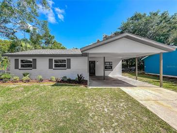 Charming single-story home with a carport, complemented by fresh landscaping and a well-maintained lawn at 1905 Selleen Dr, Eustis, FL 32726