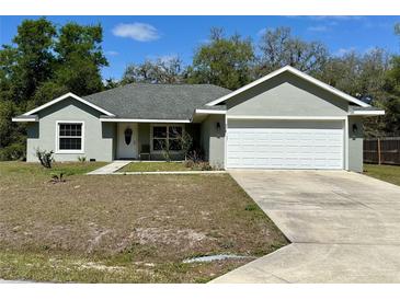 Charming single-story home with a two-car garage, well-maintained lawn, and traditional architectural details at 254 Locust Pass Dr, Ocala, FL 34472