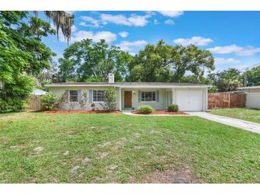 Charming single-story home with a well-manicured lawn and light blue shutters at 315 W 11Th Ave, Mount Dora, FL 32757