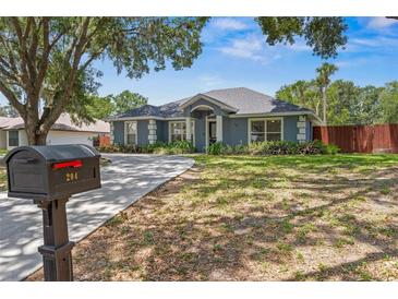 Charming single-story home featuring a well-maintained lawn and a welcoming front entrance at 204 Lori Ct, Umatilla, FL 32784