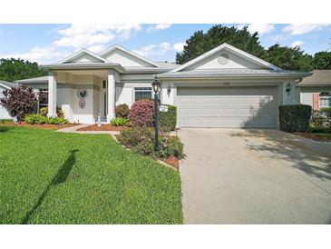 Charming single-story home with a well-manicured lawn and an attached two-car garage at 4904 Long Meadow Dr, Leesburg, FL 34748