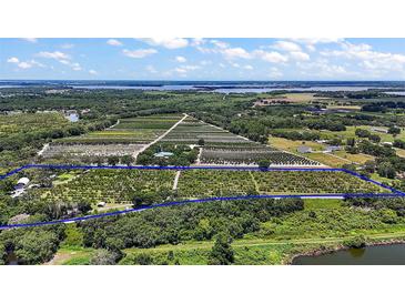 Stunning aerial view of a sprawling property, highlighting lush greenery and potential for diverse use at 16318, 16250 & 16300 County Road 448, Mount Dora, FL 32757
