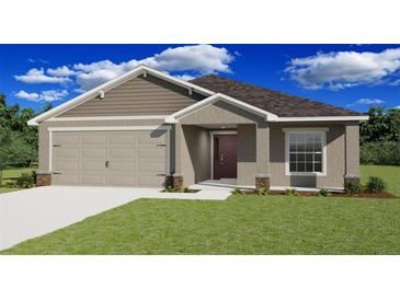 Charming single-story home featuring a well-manicured lawn, neutral color palette, and an attached two-car garage at 4522 Rapallo, Winter Haven, FL 33884