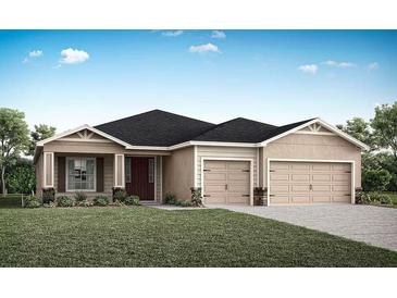 Charming single-story home with neutral colors, a well-manicured lawn, and a convenient two-car garage at 827 Cypress Creek Run, St Cloud, FL 34771