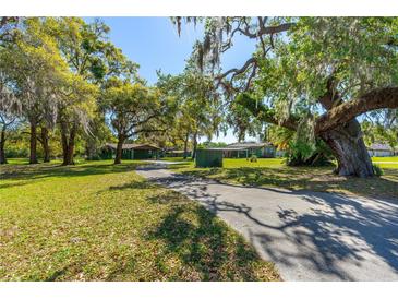 Sprawling property featuring mature trees, lush lawns and a long driveway leading to multiple residences at 191 Howes St, Oak Hill, FL 32759