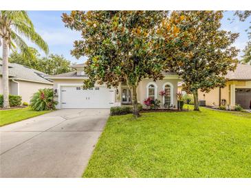 Charming single-story home with a well-maintained lawn, beautiful trees, and a two-car garage at 850 Wingate Trl, Port Orange, FL 32128