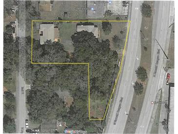 Aerial view of property boundaries; home is near thoroughfare and amenities at 966 N Ronald Reagan Blvd, Longwood, FL 32750