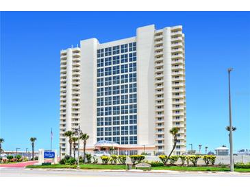 Stunning high-rise condo building showcasing a modern design with multiple balconies and ocean views at 2545 S Atlantic Ave # 2107-2108, Daytona Beach Shores, FL 32118