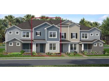 Charming two-story townhome featuring a cozy front porch and well-manicured landscaping at 1459 Alston Bay Blvd, Apopka, FL 32703