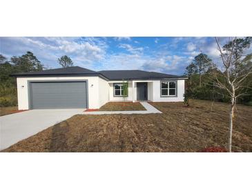 Single-story house with gray garage door and landscaping at 1109 East Pkwy, Deland, FL 32724