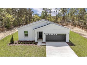 Beautiful exterior elevation of a modern, light and airy home with a well-manicured lawn and landscaping at 12386 Sw 89Th St, Dunnellon, FL 34432