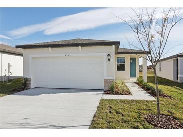 New single-story home with attached garage and landscaped yard at 2534 Linda Knoll Ln, Bartow, FL 33830