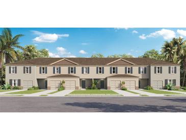Three-unit townhome building with attached garages and landscaping at 3326 Private Oak Dr, Apopka, FL 32703