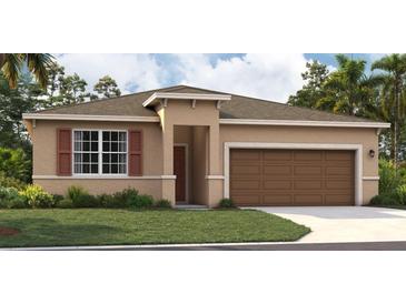 One-story home with brown garage door and red shutters at 1244 White Ash Loop, Deland, FL 32720