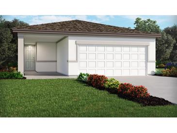 One-story home with attached garage, landscaping, and a covered porch at 3864 Giorgio Dr, Winter Haven, FL 33884