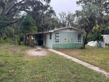 Cute bungalow with painted mural and covered carport at 1504 Laun Pl, Lakeland, FL 33803