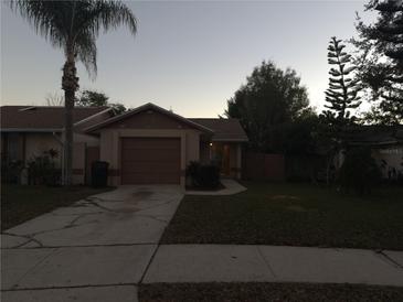 Single-story house with a brown garage door and a spacious yard at 5944 Turnbull Dr, Orlando, FL 32822