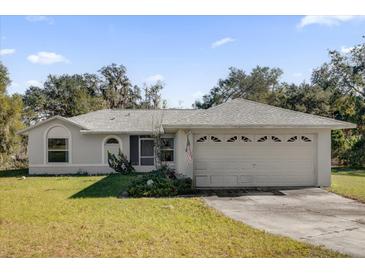 One-story house with attached garage and landscaped lawn at 38100 Ricker Dr, Lady Lake, FL 32159