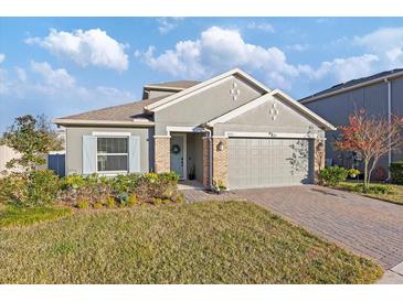 Curb appeal abounds in this charming house featuring a two-car garage and manicured lawn at 1860 Black Maple Pl, Ocoee, FL 34761