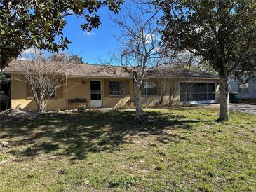 Single-story house with a spacious lawn and mature trees at 303 Cricket Hollow Ln, Eustis, FL 32726