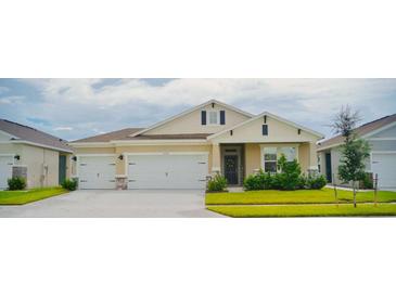 Attractive single-story house with two-car garage, landscaping, and a well-maintained lawn at 6946 Audobon Osprey Cv, Harmony, FL 34773