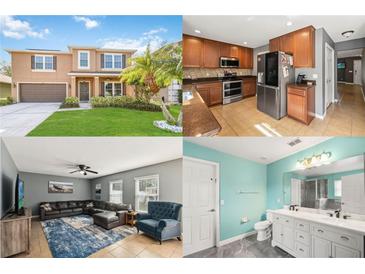 Property collage showcasing the house exterior, kitchen, living room, and bathroom at 3969 Lone Eagle Pl, Sanford, FL 32771