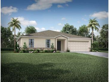 Single-story house with a two-car garage and palm trees at 110 Rosedale Dr, Deltona, FL 32738