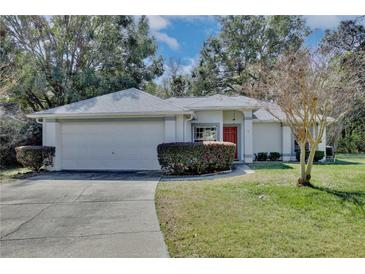 Well-maintained home with a tidy lawn, trimmed hedges, a gray roof and a two car garage at 4702 Kati Lynn Dr, Apopka, FL 32712