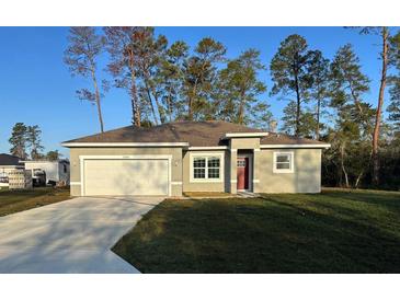 Charming single-story home with a well-maintained lawn and a two-car garage at 16146 Sw 24Th Court Rd, Ocala, FL 34473