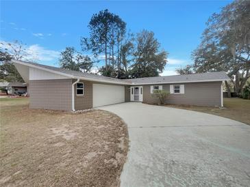 Charming single-story home featuring a long driveway and attached two-car garage at 38 Emerald Ct, Ocala, FL 34472