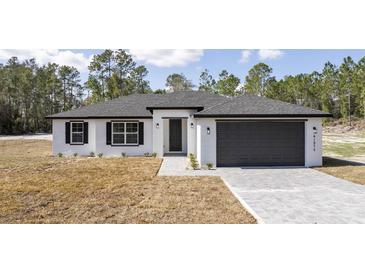 Charming single-story home featuring a modern design, neutral tones, and well-manicured landscaping at 41975 Aspen St, Eustis, FL 32736