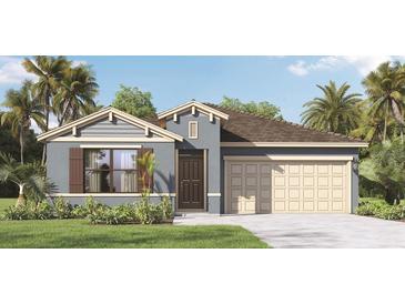 Charming single-story home with a two-car garage, manicured lawn, and beautiful landscaping at 4585 Boxwood Way, Mount Dora, FL 32757