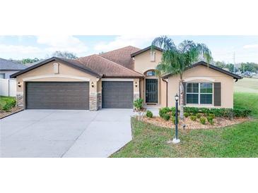 Charming single-story home with a well-manicured lawn, two-car garage and welcoming front entrance at 32107 Spring Meadow Ct Ct, Sorrento, FL 32776