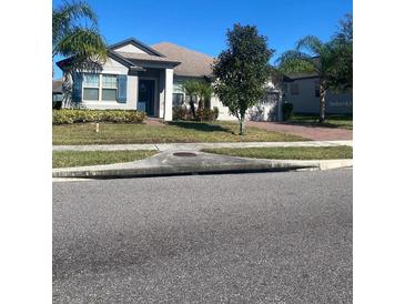 Charming single-story home with neutral paint, complemented by lush landscaping and a well-maintained lawn at 2475 Verde View Dr, Apopka, FL 32703