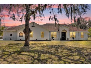 Stunning single story home featuring a well-manicured lawn and mature trees at 17572 Davenport Rd, Winter Garden, FL 34787