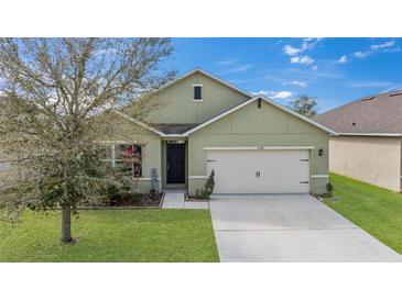 Charming single-story home with a well-manicured lawn and a two-car garage at 16140 Yelloweyed Dr, Clermont, FL 34714