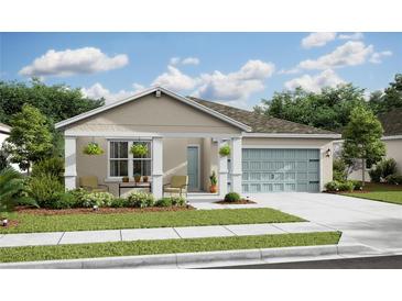 Charming single-story home with a manicured lawn, covered porch, and an attached two-car garage at 8718 Sw 139Th Place Rd # 29, Ocala, FL 34473