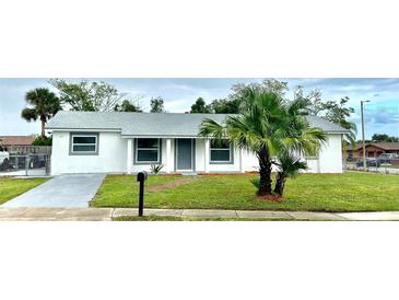 Charming single-story home with a well-maintained lawn and a mature palm tree in the front yard at 6667 Blanton Ct, Orlando, FL 32809