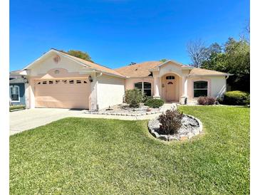Charming single-story home with a well-manicured lawn and attached two-car garage at 6037 Hickory Grove Ln, Port Orange, FL 32128