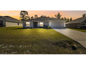 Charming single-story home featuring a well-manicured lawn, neutral paint, and an attached two-car garage at 442 Big Black Pl, Kissimmee, FL 34759