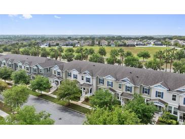Community aerial view showcases landscaped grounds, nearby homes, and tranquil surroundings at 15456 Blackbead St, Winter Garden, FL 34787