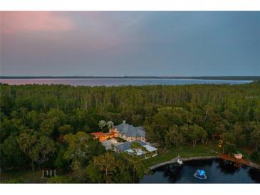 Stunning aerial view of estate home, with lake and pool at 11450 Nellie Oaks Bnd, Clermont, FL 34711