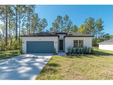Charming single-story home featuring a well-manicured lawn and a convenient attached two-car garage at 7110 Sw 134Th St, Ocala, FL 34473