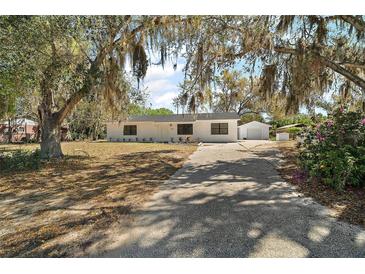 Charming single-story home with mature landscaping, long driveway, and detached garage at 33830 S Haines Creek Rd, Leesburg, FL 34788