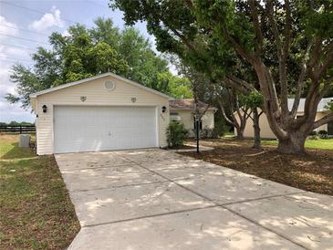 Charming single-story home featuring a spacious driveway and attached two-car garage at 307 Santa Clara Cir, Lady Lake, FL 32159