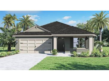 Charming single-Gathering home with a two-car garage, green lawn and beautiful tropical landscaping at 1218 Alstonia Ln, Mount Dora, FL 32757