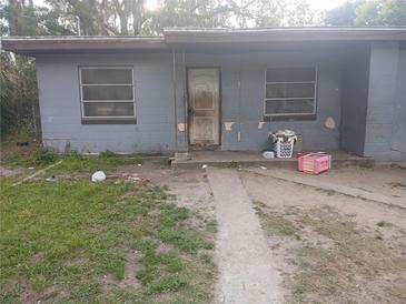 View of a single-story home featuring a concrete walk and lawn at 405 N Oakland St, Leesburg, FL 34748