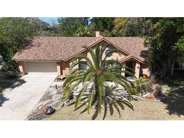Charming home featuring desert landscaping and a well-manicured yard with a fresh brown roof and mature palm tree at 913 Red Fox Rd, Altamonte Springs, FL 32714